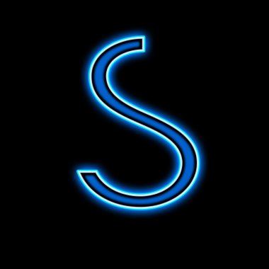 Neon S harfi mavi