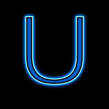Neon U harfi mavi