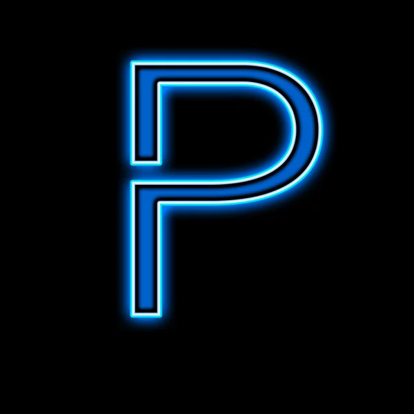 Neon písmeno P modrá — Stock fotografie