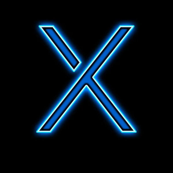 Neon Buchstabe x blau — Stockfoto