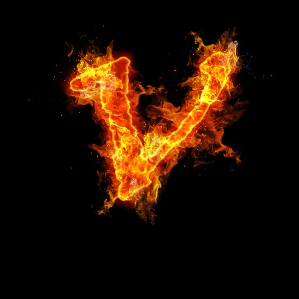 Fire letter V — Stock Photo, Image