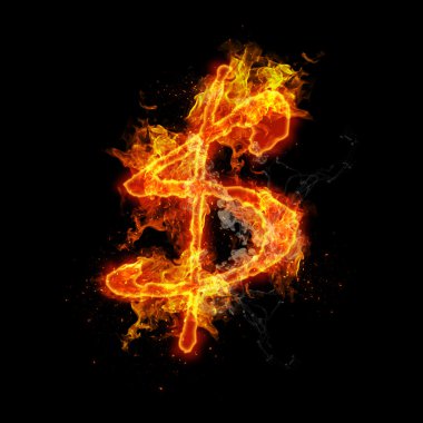 Siyah bir arka plan dolar işareti yanıyor