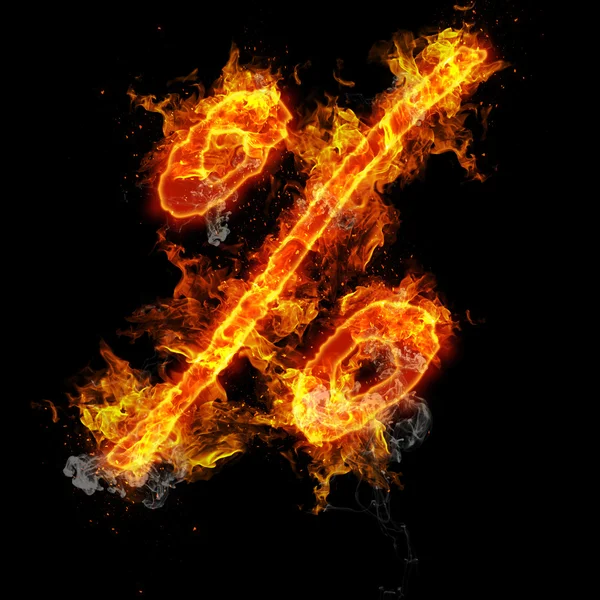 Percent sign fire on a black background — Stock Photo, Image