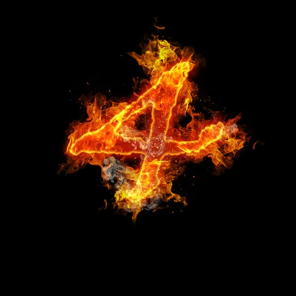 Dört numaralı yangın siyah bir zemin üzerine