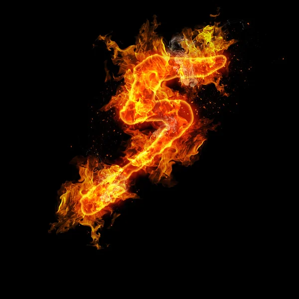 Number five fire on a black background — Stock Photo, Image