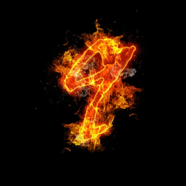 Number nine fire on a black background — Stock Photo, Image