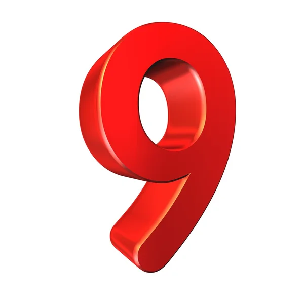 Red number collection - nine on white background — Stock Photo, Image