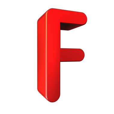Kırmızı 3d harf F izole beyaz arka plan