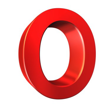 Kırmızı 3d harf O izole beyaz arka plan