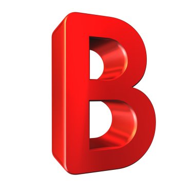Kırmızı 3d mektup B izole beyaz arka plan