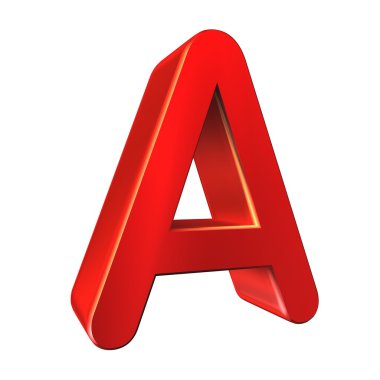 Kırmızı 3d harf A izole beyaz arka plan