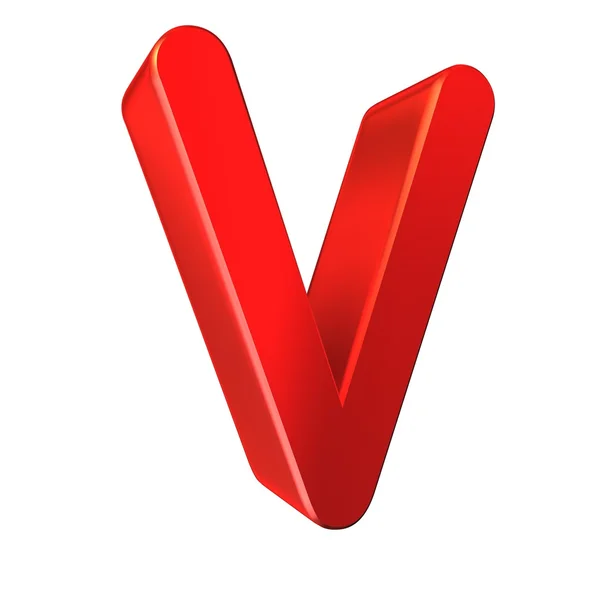 Red 3d letter V isolated white background — Stock Photo, Image