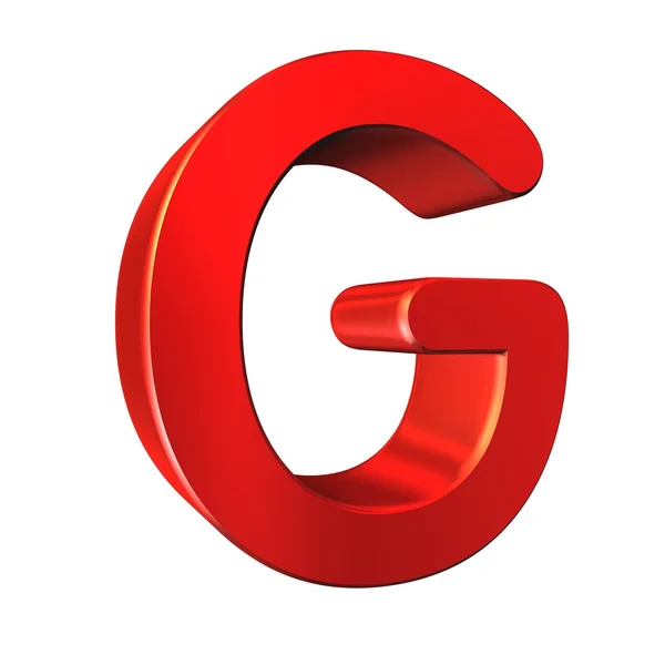 Κόκκινο 3d γράμμα G απομονωθεί λευκό φόντο — Φωτογραφία Αρχείου