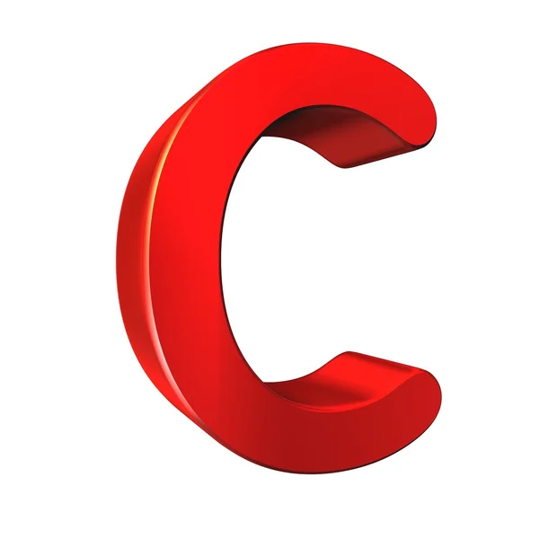 Rosso 3d lettera C isolato sfondo bianco — Foto Stock