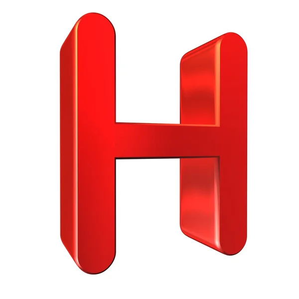Red 3d letra H isolado fundo branco — Fotografia de Stock