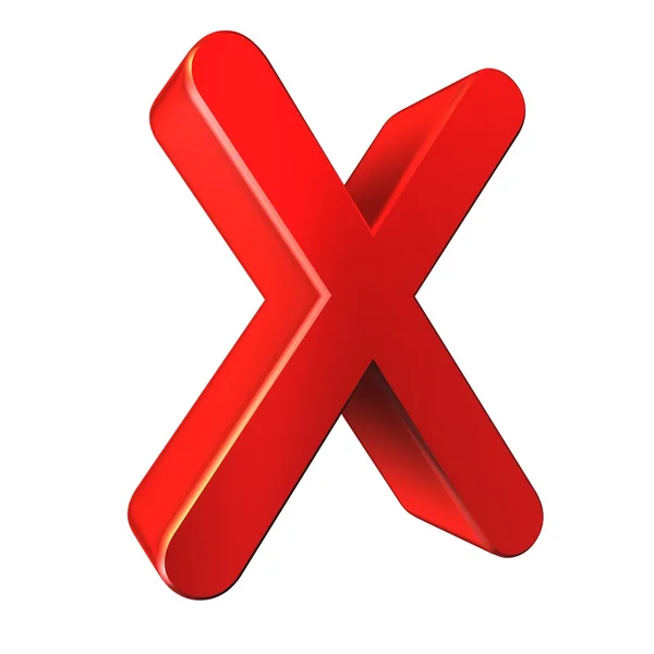 Rosso 3d lettera X isolato sfondo bianco — Foto Stock