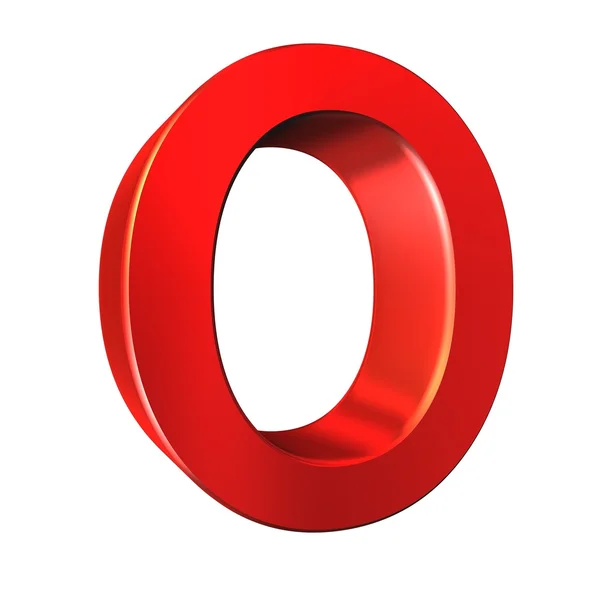 Roter 3D-Buchstabe o isolierter weißer Hintergrund — Stockfoto