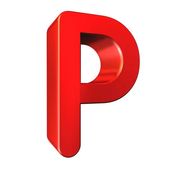 Κόκκινο 3d γράμμα P απομονωθεί λευκό φόντο — Φωτογραφία Αρχείου