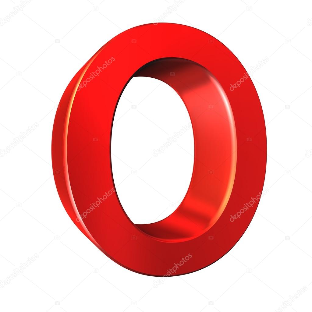 Red 3d letter O isolated white background