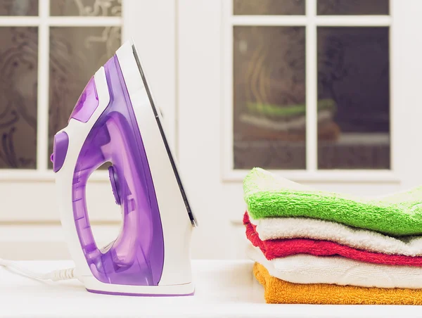 Ironing on home desktop — Stock Photo, Image