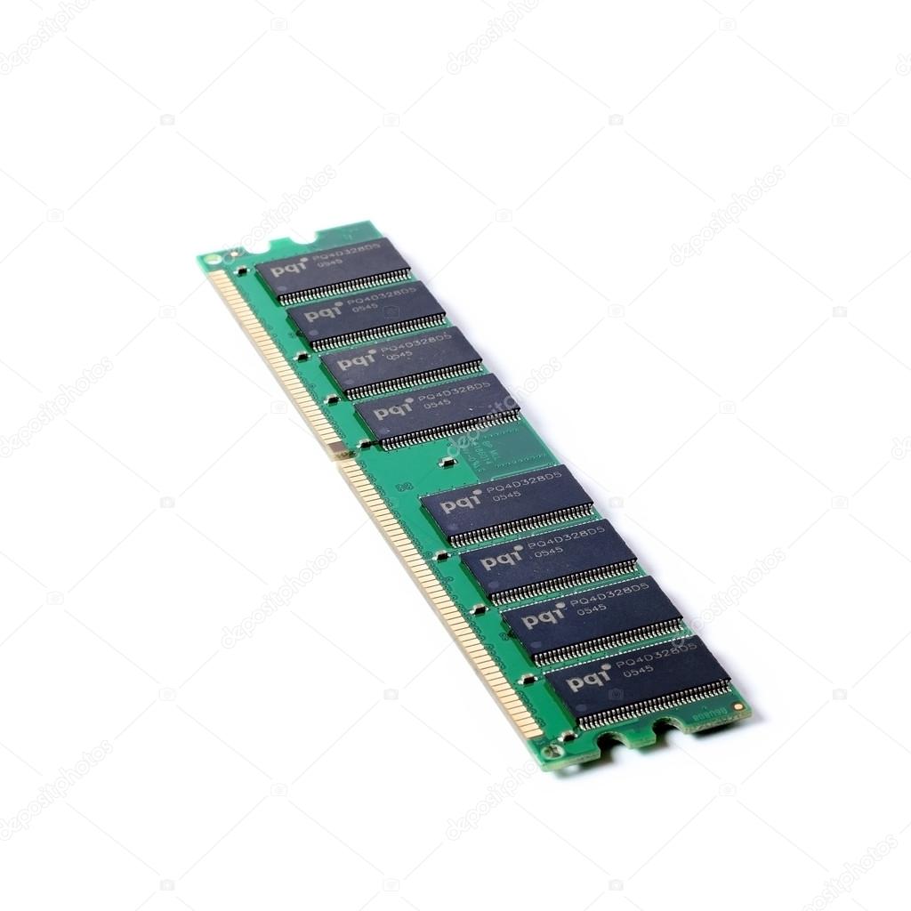Part of PC memory module. Isolated on white background.