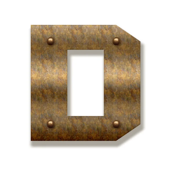 Letra de metal oxidado D. Alfabeto aislado sobre fondo blanco —  Fotos de Stock
