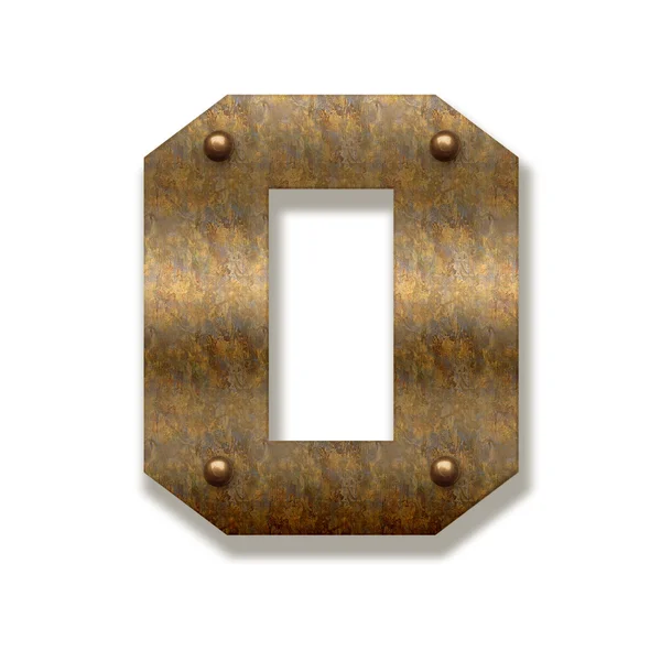 Ржавая металлическая буква О. Алфавит изолирован на белом фоне — стоковое фото