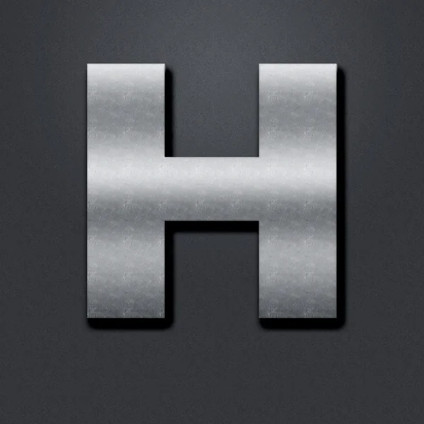 Dopis ošuntělý kovový chrom - H — Stock fotografie