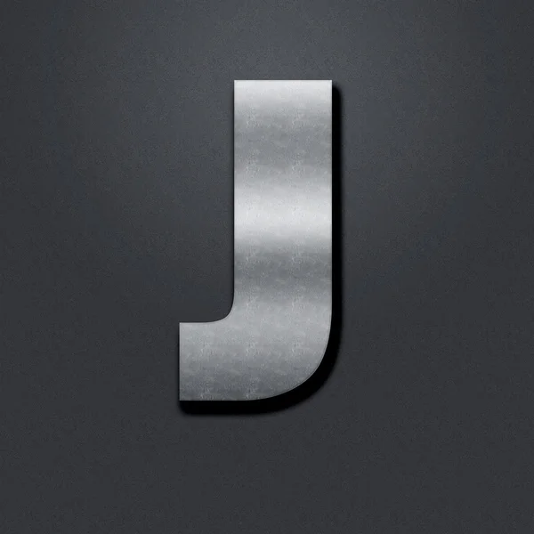 Буква потертого металлического хрома - J — стоковое фото