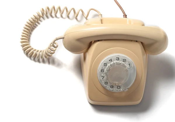 Retro telefono giallo isolato su sfondo bianco — Foto Stock