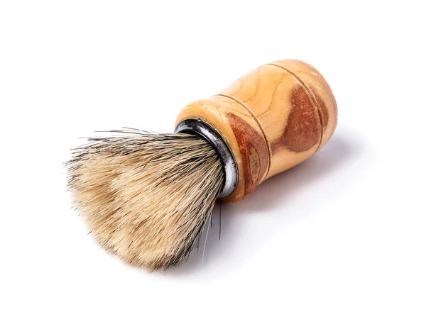 Velho pincel de barbear isolado no fundo branco — Fotografia de Stock