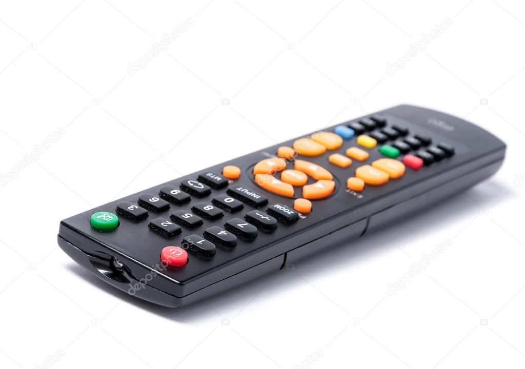 Tv remote control keypad black on white isolated