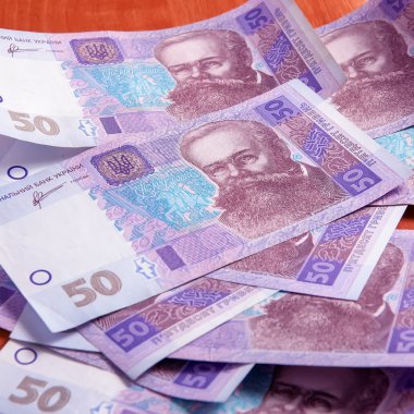 Ukraynalı hryvnia elli bir sürü arka plan