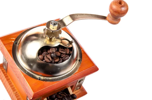 Coffee grinder with coffee beans, isolated on white Stock Photo