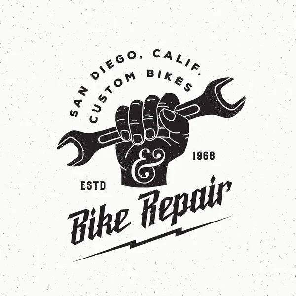 Riparazione della bici Astratto Vintage Vector segno, etichetta o logo modello . — Vettoriale Stock