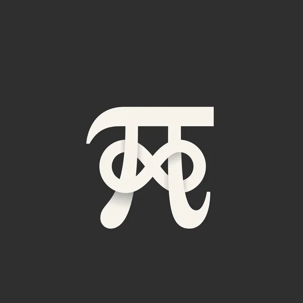 Pi-symbool met Infinity teken Abstract Vector Icon, etiket, Logo of afbeelding. Zachte schaduwen, donkere achtergrond — Stockvector