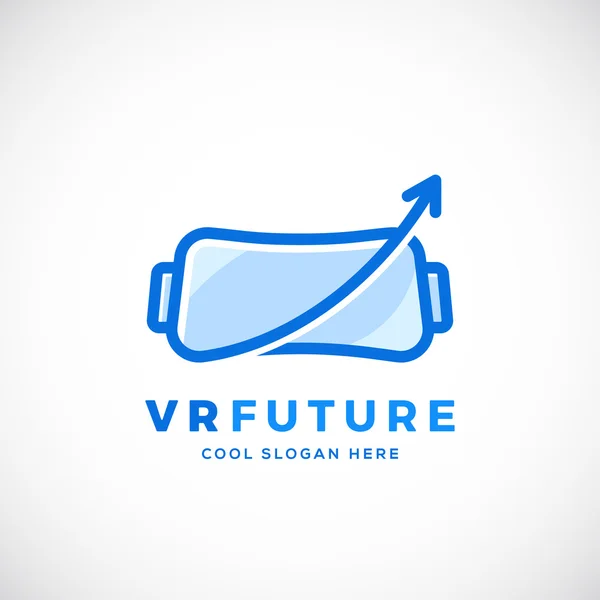 Virtual Reality Future Abstract Vector Sign, Symbol or Logo Template with Typography. Flat Outline Style. — Stock Vector