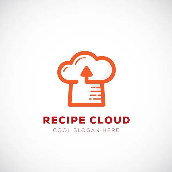 Πρότυπο αφηρημένη διάνυσμα λογότυπο συνταγή σύννεφο. Σε απευθείας σύνδεση αποθήκευση τεχνολογία σύμβολο και να υπογράψει καπέλο μάγειρας με σύγχρονη τυπογραφία. — Διανυσματικό Αρχείο