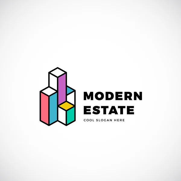Modern Estate Abstract Vector Logo Template (em inglês). Sinal de construção. Símbolo do Conceito de Construção. Isolado com tipografia Premium —  Vetores de Stock