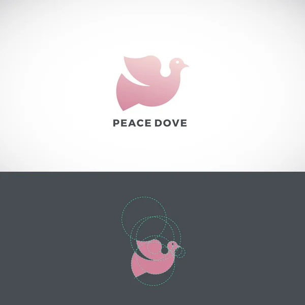 Peace Dove abstrakte Vektor-Logo-Vorlage, Zeichen oder Symbol. gezeichnet mit Hilfe des Goldenen Schnitts. — Stockvektor