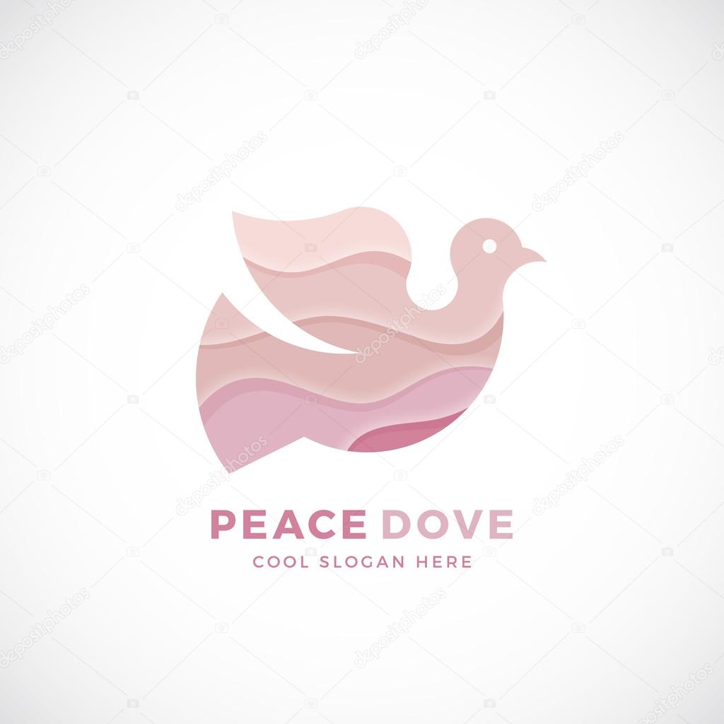 Peace Dove Abstract Vector Logo Template, Sign or Icon. Creative Stylization.