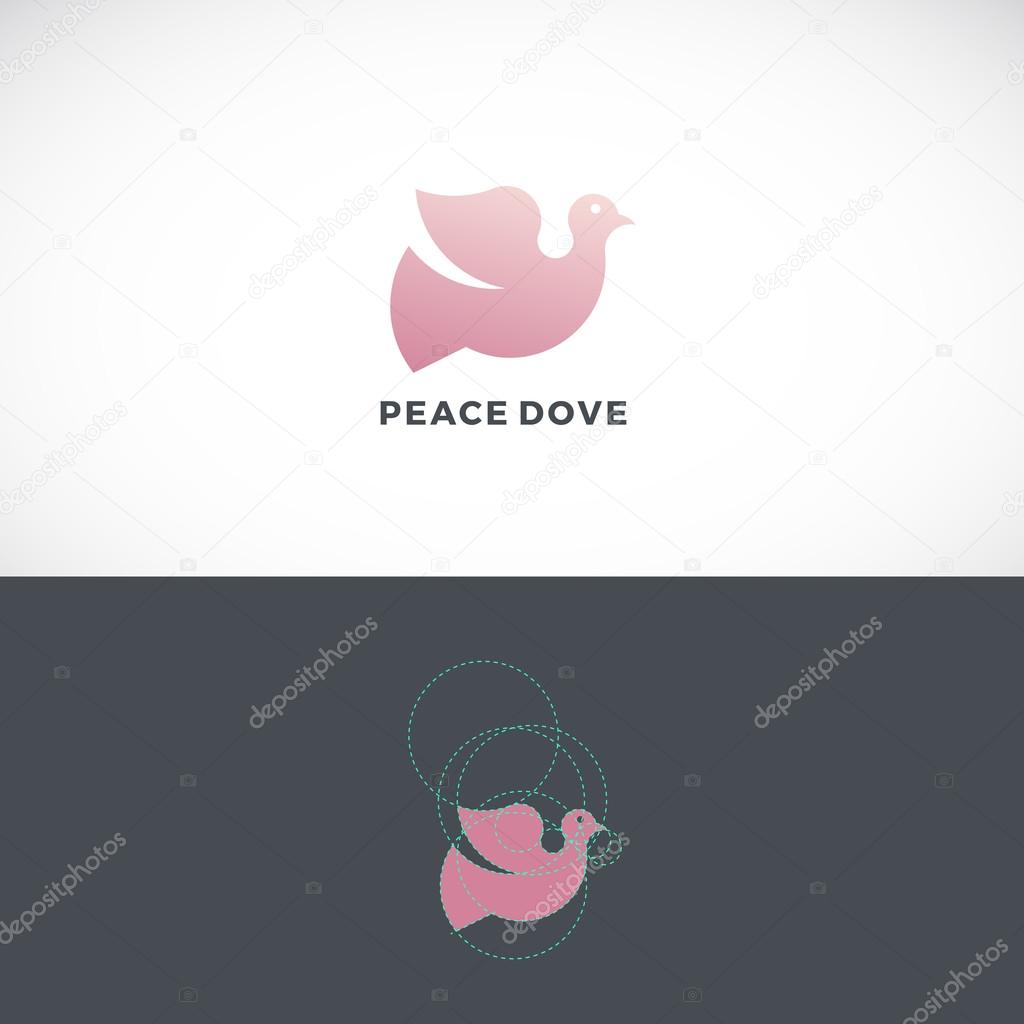 Peace Dove Abstract Vector Logo Template, Sign or Icon. Drawn with the Help of Golden Ratio.