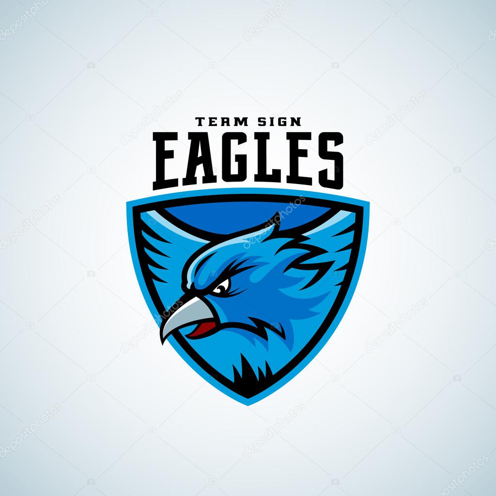 Eagle in a Shield. Abstract Vector Sport Emblem Template. League or Team Logo. University Crew Sign.