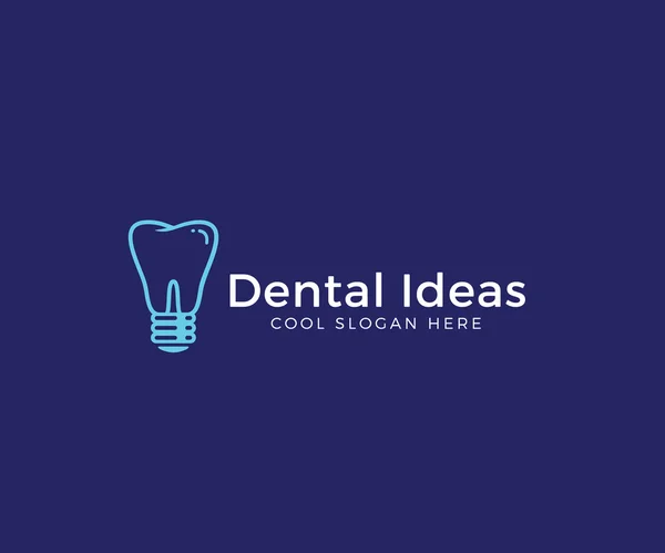 Ideias Dentárias Abstract Vector Logo Template. Rótulo de conceito de dente e lâmpada. Emblema Empresarial ou Clínico de Estomatologia. Ícone de Odontologia . —  Vetores de Stock