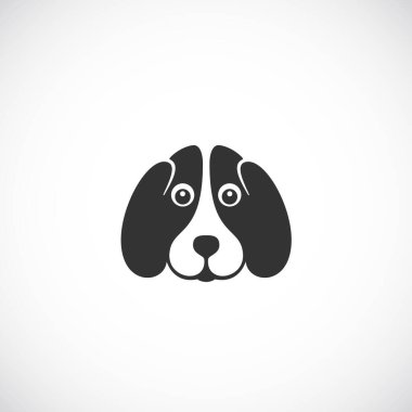 Olumsuz Uzay Köpeği Vektör İşareti Amblemi veya Logo Şablonu. Düz Tarzlı Şirin Beagle Surat. Hayvan Bakım Programları, Mağazalar ve Dükkanlar için iyi.