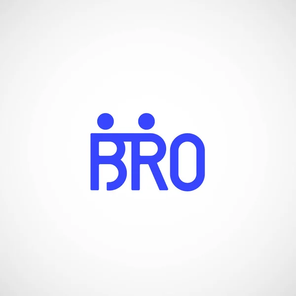 Bro o Borther Abstract Vector Sign, emblema o plantilla de logotipo. Hermandad o Equipo Lettering Icon. Figuras de gente amistosa como cartas. — Vector de stock