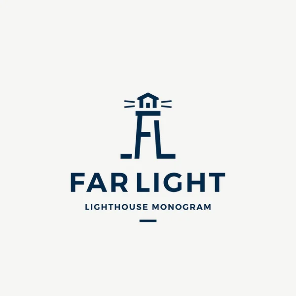 Far Light Abstrakcyjny znak wektorowy, symbol lub szablon logo. Symbol wieży poszukiwawczej z liter A i L z typografią. Monogram latarni morskiej godło budynku. — Wektor stockowy