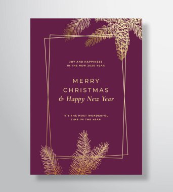 Mutlu Noeller Soyut Vektör Kutlama Kartı, Poster veya Tatil Arkaplanı. Klas Mor ve Altın Renkler ve Tipografi. Strobile ile Yumuşak Gölgeler ve Çizimler.