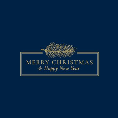 Mutlu Noeller ve Soyut Vektör Kare Etiketi, İmza ya da Kart Şablonu. Klasik tipografili el yapımı firavun iğnesi çizimi tasviri. Premium Mavi Arkaplan