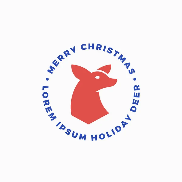 Merry Christmas Abstract Vector Rindeer Label, Sign or Logo Template. Иллюстрация оленей с типографическим текстом круга. Надпись "Праздник качества". — стоковый вектор